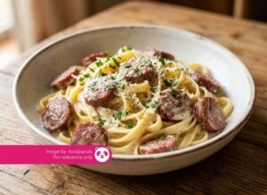 Alfredo Beef Salami pasta - Madame Seri & Co, Vista Bangi